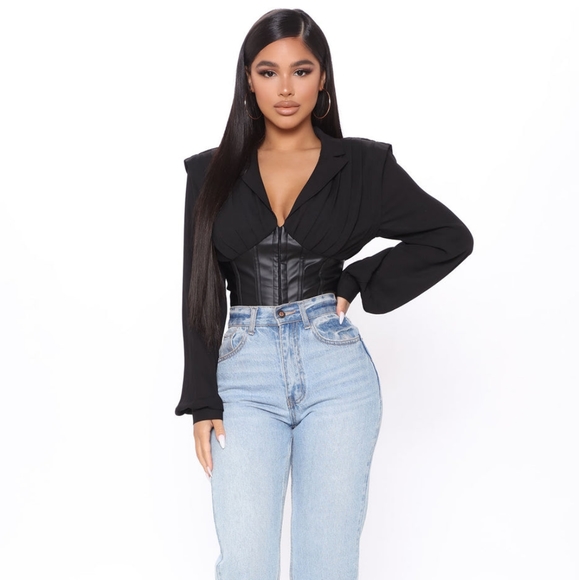 Fashion Nova- When's Happy Hour Corset Blouse - Picture 3 of 4